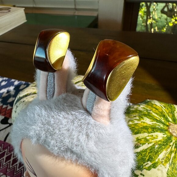 Givenchy Amber Resin and Matte Gold Vintage Clip on Earrings - Picture 6 of 6